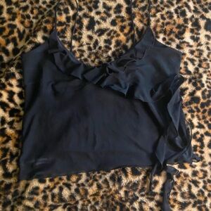 Black Ruffle Trim Women's Camisole Top